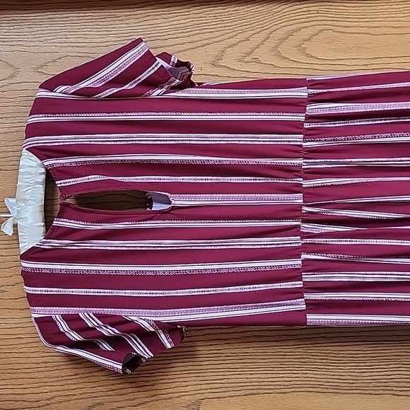 Kristen Nicole maroon white stripe jumpsuit - Picture 6 of 10